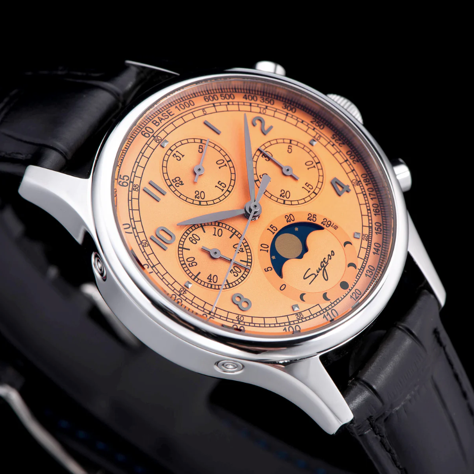 MoonPhase Master S389-2 Salmon Dial Swan Neck Regulator