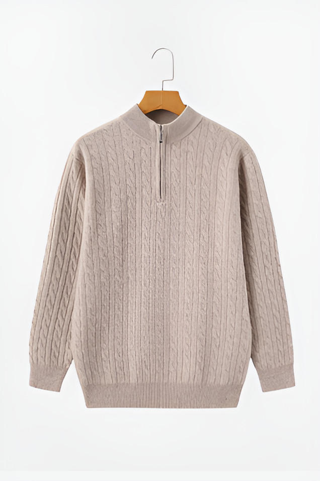 Pure Cashmere Woven Half Zip