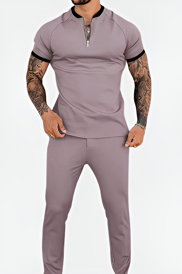 Newbury Zipped Polo & Trousers Slim Fit