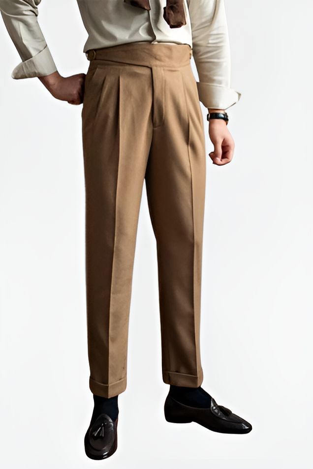 High-Waisted Pleated Trousers